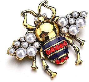 img 1 attached to Stylish 2 Pack Rhinestone Pearl Bee Brooch Pins: Sparkling Honey Bee Pendant/Brooch for Fashion Enthusiasts
