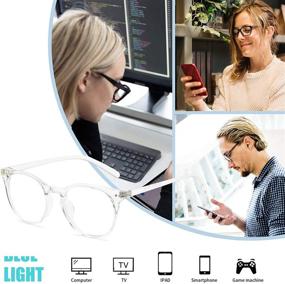 img 2 attached to 👓 KECHIO Round Computer Blue Light Blocking Glasses: Vintage Clear Frame Eyewear for Women/Men - FDA Approved, UV400 Protection for TV, Reading, and Gaming