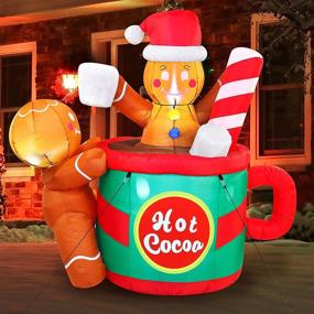 img 4 attached to 🎄 Joiedomi 6 FT Tall Gingerbread Man in Hot Cocoa Mug Inflatable: The Perfect Christmas Decoration for Indoor and Outdoor Xmas Parties!