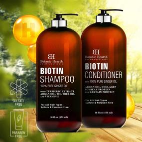 img 3 attached to 🌿 Biotin Shampoo & Conditioner Set by BOTANIC HEARTH - Boosted with Ginger Oil & Keratin for Hair Loss and Thinning Hair - Targets Hair Loss, No Sulfates, Suitable for Men and Women - 16 fl oz each (Packaging May Vary)