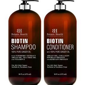 img 4 attached to 🌿 Biotin Shampoo & Conditioner Set by BOTANIC HEARTH - Boosted with Ginger Oil & Keratin for Hair Loss and Thinning Hair - Targets Hair Loss, No Sulfates, Suitable for Men and Women - 16 fl oz each (Packaging May Vary)