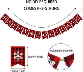 img 2 attached to 🎄 Рустик бархатный рождественский баннер - клетчатый праздничный бант для праздничных подвесных украшений
