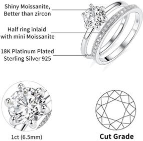 img 3 attached to 💍 18K Platinum Plated Sterling Silver Round Bands Wedding Engagement Bridal Ring Set with 1ct Moissanite Infinity Anniversary Rings for Women