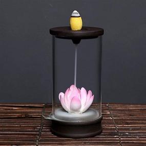 img 4 attached to 🌸 Ceramic Backflow Waterfall Incense Burner - Lotus Flower Design for a Serene Atmosphere - Cone Holder and Adornment for Home Decor