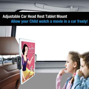 img 2 attached to 📱 INNOMAX Tablet Car Headrest Holder Backseat / Universal Phone Mount for iPad Pro, iPad 4, iPad 3, Air, Mini, iPhone, Smart Phones (6”-11”), Adjustable Positions, 360° Rotation - Black