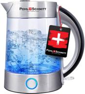 🔌 pohl schmitt 1.7l electric kettle - upgraded stainless steel filter, glass water boiler & tea heater with led - cordless, auto shut-off logo