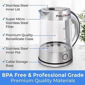 img 3 attached to 🔌 Pohl Schmitt 1.7L Electric Kettle - Upgraded Stainless Steel Filter, Glass Water Boiler & Tea Heater with LED - Cordless, Auto Shut-Off