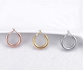 img 2 attached to 💎 Cocadant 3 Pairs Chunky Gold Hoop Earrings: Hypoallergenic & Lightweight in Rose Gold, Silver for Women and Girls - 14K Real Gold Plated