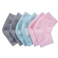 bememo soft ventilate gel heel socks: open toe socks for moisturizing dry hard cracked skin - day and night care, 3 pairs (pink, turquoise, grey) logo
