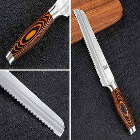 img 2 attached to 🍞 MSY BIGSUNNY 8" Bread Knife - German Steel Serrated Kitchen Knife for Effortless Bread, Cake, and Fruit Slicing - Ergonomic Handle and Razor Sharp Blade