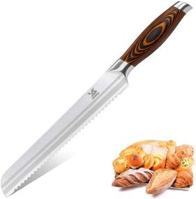 img 4 attached to 🍞 MSY BIGSUNNY 8" Bread Knife - German Steel Serrated Kitchen Knife for Effortless Bread, Cake, and Fruit Slicing - Ergonomic Handle and Razor Sharp Blade