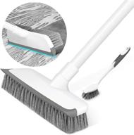 55'' firm and long handle floor scrub brush with squeegee - all purpose scrubber for bathroom, kitchen, patio, wall, and deck - extra shower cleaning brush logo
