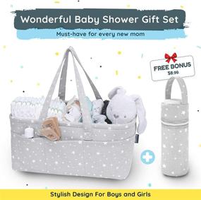 img 2 attached to 👶 StarHug Baby Diaper Caddy: Large Nursery Storage Bin with Bonus Bottle Cooler - The Ultimate Baby Shower Basket and Travel Tote Bag for Newborns