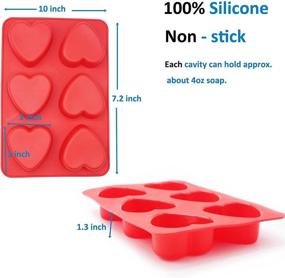 img 2 attached to 🎁 X-Haibei Love Gift 6 Heart-shaped Silicone Mold for Lotion Bars, Soap, Bath Bombs, Cake Muffin Baking – Deep Cavity, 4oz per Cell