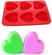 🎁 x-haibei love gift 6 heart-shaped silicone mold for lotion bars, soap, bath bombs, cake muffin baking – deep cavity, 4oz per cell logo