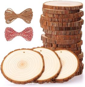 img 4 attached to 🌲 Fuyit Натуральные деревянные колодки: 20 шт. 3.5-4 дюйма Набор деревянных материалов для ремесел и рождественских украшений