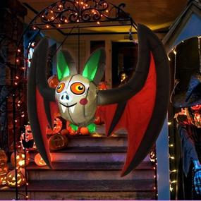 img 1 attached to 🦇 Halloween Decorations: 5 FT Inflatable Hanging Giant Wing Bat with LED Lights – Perfect for Indoor/Outdoor Parties, Yard, Garden, Patio, Lawn Halloween Blow Ups