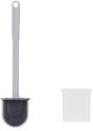 🚽 cktusj toilet brush and holder set: silicone bristles, non-slip handle, deep cleaning, standing holder & wall mounted, grey logo