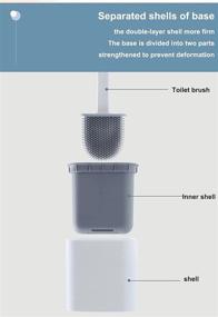 img 1 attached to 🚽 CKTUSJ Toilet Brush and Holder Set: Silicone Bristles, Non-Slip Handle, Deep Cleaning, Standing Holder & Wall Mounted, Grey