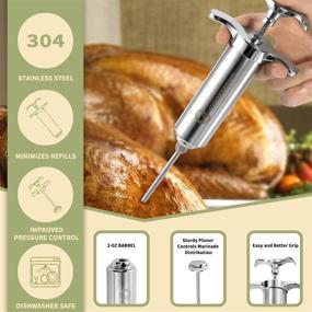 img 2 attached to 🍖 JY COOKMENT 2-oz Large Capacity Meat Injector Syringe - Flavor Injector with 3 Stainless Steel Professional Needles; includes 2pcs Cleaning Brush for BBQ Grill Smoker