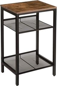 img 3 attached to 🪑 Rustic Brown and Black HOOBRO Side Table: Industrial End Telephone Table with Adjustable Mesh Shelves for Office Hallway or Living Room, Wood Look Accent Furniture - Tall and Narrow (BF01DH01)