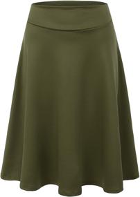 img 4 attached to 👗 Doublju Women's High-Waist Midi A-Line Skirt for Stylish and Flattering Looks