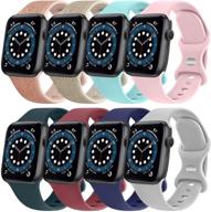 📱 премиум [8 штук] силиконовые ремешки: совместимы с apple watch series 6 5 4 3 2 1 и iwatch se - мягкие замены для женщин и мужчин, 44 мм 42 мм логотип