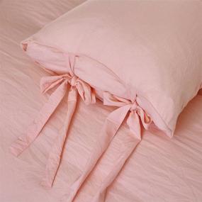 img 2 attached to 🛏️ Набор наволочек для одеяла DuShow (90"x90") из мягкого хлопка высокой плотности в розовом цвете для королевского размера - набор наволочек из стирального хлопка DuShow