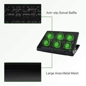img 1 attached to 🔥 Охладитель для ноутбука Moko - Настроемый бесшумный игровой охладитель с 6 вентиляторами, зелеными светодиодными огнями и двумя портами USB для ноутбука с диагональю 12-15,6 дюйма - Черный