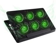 🔥 moko laptop cooler - adjustable silent gaming cooler with 6 fans, green led lights, and dual usb ports for 12-15.6 inch laptop - black logo