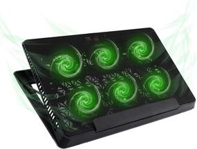img 4 attached to 🔥 Охладитель для ноутбука Moko - Настроемый бесшумный игровой охладитель с 6 вентиляторами, зелеными светодиодными огнями и двумя портами USB для ноутбука с диагональю 12-15,6 дюйма - Черный