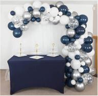 🎈 shimmer and confetti 162 pack 16ft premium navy blue metallic silver white balloon arch garland kit - christmas party decoration and supplies. silver balloons, confetti, tape, fishing line, glue, tying tool, flower clips included logo