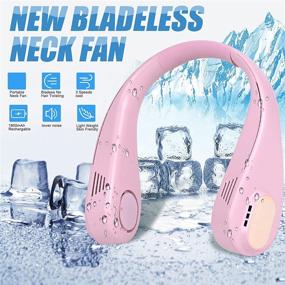 img 3 attached to 🌀 Siphoens Portable Neck Fan - Bladeless Hands-Free Personal Fan, Rechargeable & USB Powered Wearable Fan, Leafless Design, 3 Speeds, Headphone Styled - Pink
