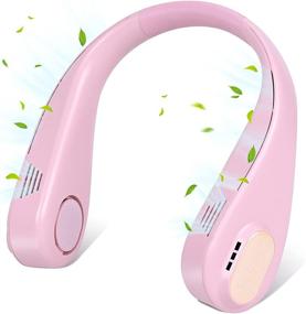 img 4 attached to 🌀 Siphoens Portable Neck Fan - Bladeless Hands-Free Personal Fan, Rechargeable & USB Powered Wearable Fan, Leafless Design, 3 Speeds, Headphone Styled - Pink