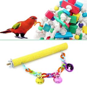 img 2 attached to 🐦 Premium Large Bird Swing Toys: 3 PCS Chewing Natural Wood with Bells, Ideal for Macaws, Cockatoos, African Greys, and More!