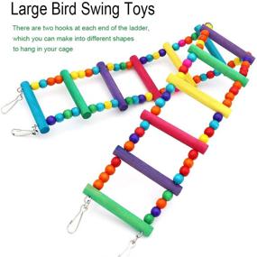 img 3 attached to 🐦 Premium Large Bird Swing Toys: 3 PCS Chewing Natural Wood with Bells, Ideal for Macaws, Cockatoos, African Greys, and More!