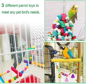 img 1 attached to 🐦 Premium Large Bird Swing Toys: 3 PCS Chewing Natural Wood with Bells, Ideal for Macaws, Cockatoos, African Greys, and More!