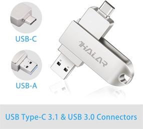 img 2 attached to THKAILAR 64GB USB-C Флешка и USB 3.0: Двойные порты, ключница, серебряный металл - Идеально подходит для Samsung Galaxy, Mac Pro, внешнего хранилища ПК