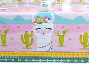 img 2 attached to 🦙 WERNNSAI Llama Table Cover - Premium 108'' x 54'' Party Disposable Plastic Tablecloth Alpaca Lama Party Supplies for Kids Girls Pink Birthday Party Decorations - Ideal Protection and Elegance!