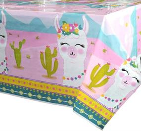 img 4 attached to 🦙 WERNNSAI Llama Table Cover - Premium 108'' x 54'' Party Disposable Plastic Tablecloth Alpaca Lama Party Supplies for Kids Girls Pink Birthday Party Decorations - Ideal Protection and Elegance!