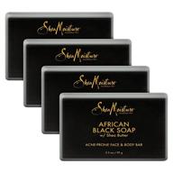 🧼 sheamoisture african black soap face and body bar, paraben-free, 3.5 oz (4 count) - ideal for oily, blemish-prone skin - effective facial cleanser logo