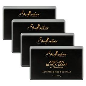 img 4 attached to 🧼 SheaMoisture African Black Soap Face and Body Bar, Paraben-Free, 3.5 oz (4 count) - Ideal for Oily, Blemish-Prone Skin - Effective Facial Cleanser