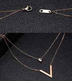 img 1 attached to Tanyoyo Women's Rose Gold Plated Stainless Steel Pendant 💎 Chain Necklace: Chic Triangular Y Shaped Design for a Stylish Look