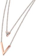 tanyoyo women's rose gold plated stainless steel pendant 💎 chain necklace: chic triangular y shaped design for a stylish look logo