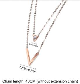 img 3 attached to Tanyoyo Women's Rose Gold Plated Stainless Steel Pendant 💎 Chain Necklace: Chic Triangular Y Shaped Design for a Stylish Look