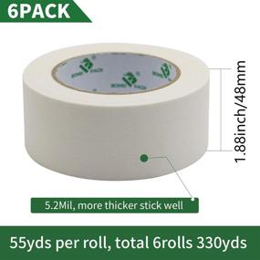 img 2 attached to 🎨 High-Quality 6Rolls White Masking Painters Tape - 1.88inch Width, 55yds Length each, 330yds Total - General Purpose Painting Tape by BOMEI PACK