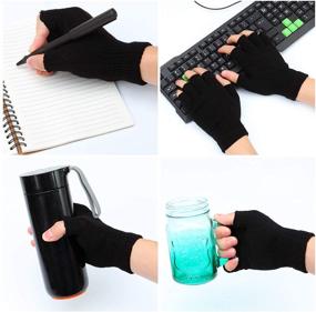 img 1 attached to 🧤 Cooraby Flexibly Stretchy Fingerless Texting Men's Accessories: Text & Tactile Convenience Combined