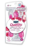 schick quattro for women raspberry rain scented disposable razors, 3 count - effortless and refreshing shaving experience logo