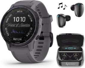 img 4 attached to 🌞 Garmin Fenix 6S Pro Solar Women of Adventure Premium Multisport GPS Smartwatch Bundle with Wearable4U Ultimate Black Earbuds and Charging Power Bank Case (Amethyst Steel w/Shale Gray Band)