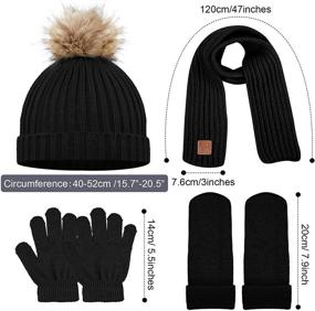 img 3 attached to 🧢 Kids Beanie Hat Scarf Gloves Socks Set - Knit Winter Warm Set for Toddler Boys Girls - 4-Piece Bundle